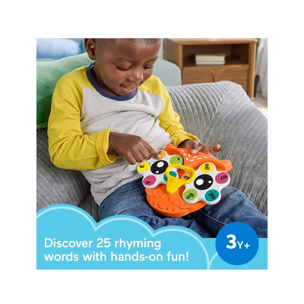 Fisher-Price Orange Owl Letter Spinner Learning Toy with Colorful Buttons